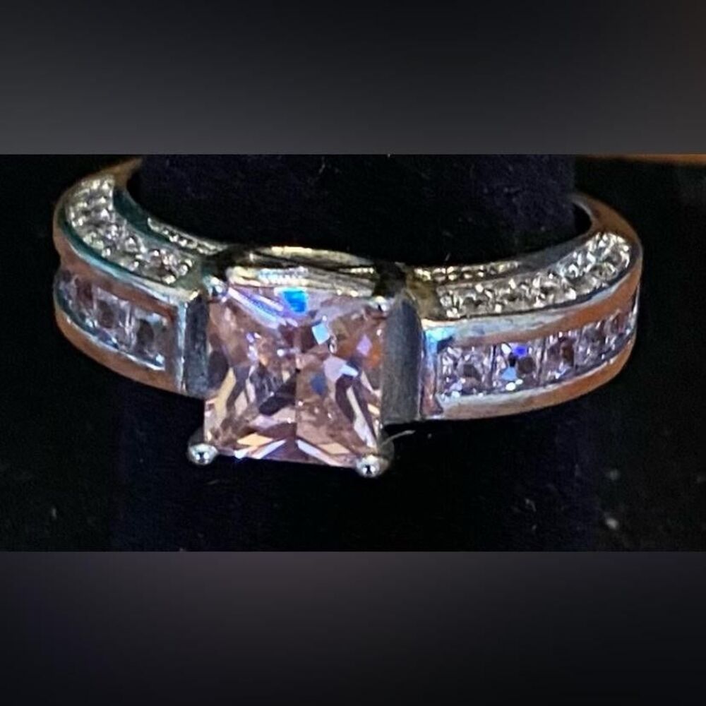 10K Gold Filled Princess Cut Pink Stone Ring